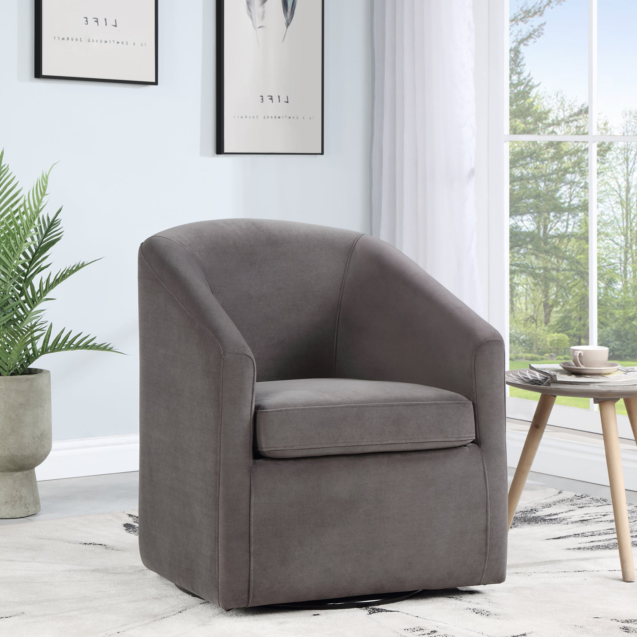 Arlo Upholstered Dining Or Accent Chair Fog Dark Gray Wood