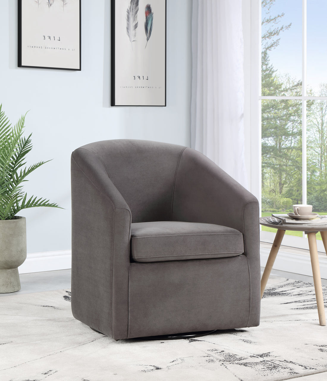 Arlo Upholstered Dining Or Accent Chair Fog Dark Gray Wood