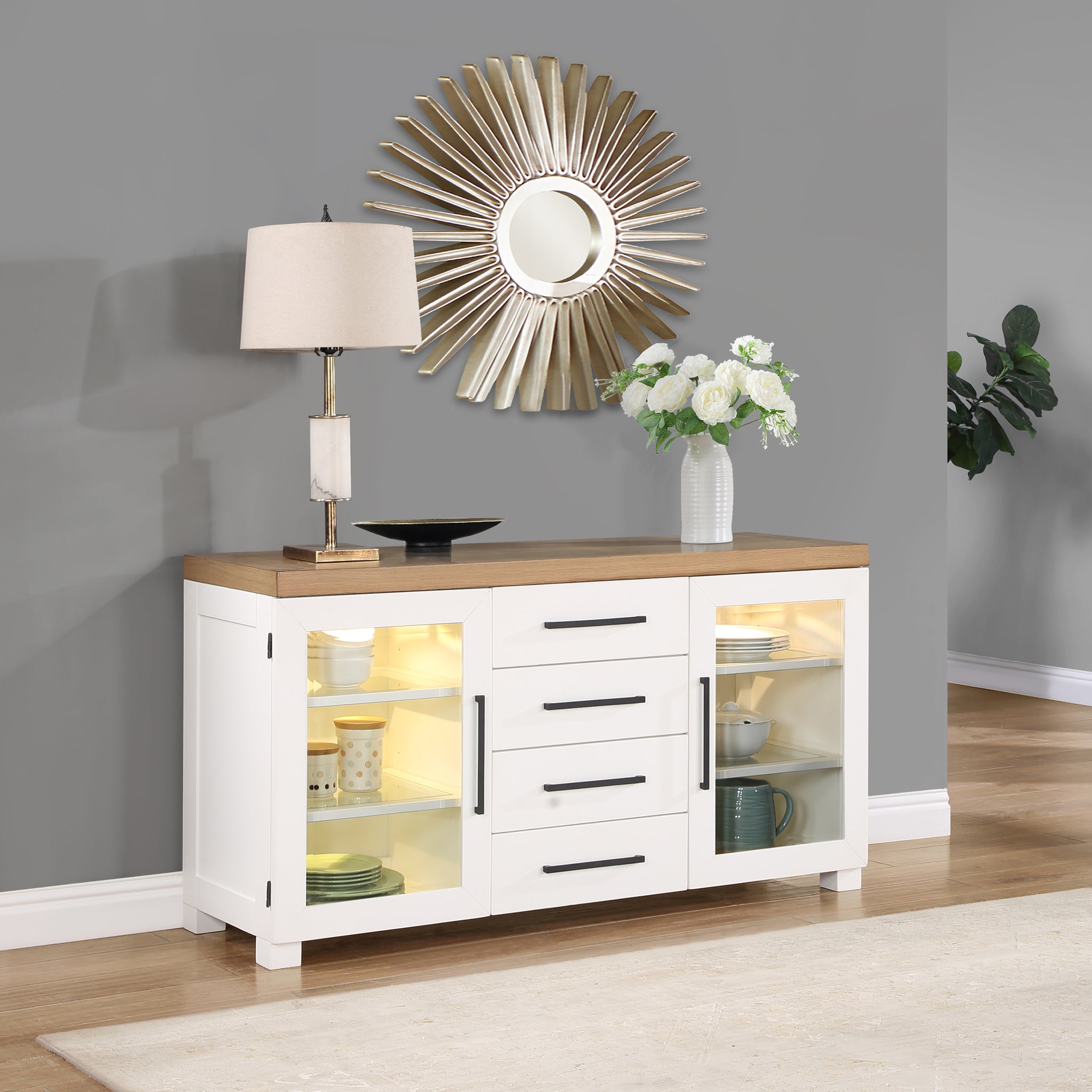 Magnolia Server White White Wood