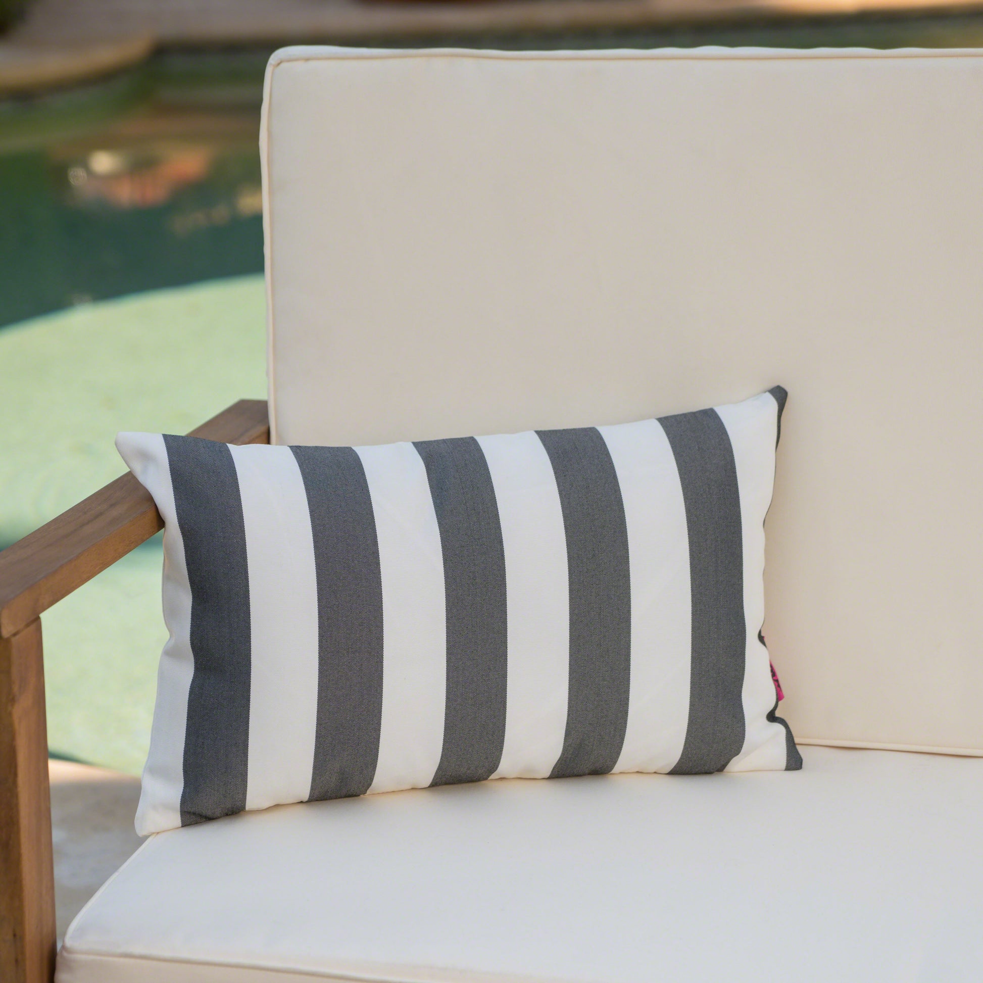 Coronado Stripe Rectangular Pillow Black Fabric