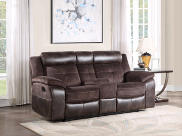 Pueblo Manual Recliner Console Dark Brown Dark Brown Faux Leather 2 Seat