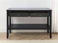 Garvine Sintered Stone Sofa Table Black Black Wood