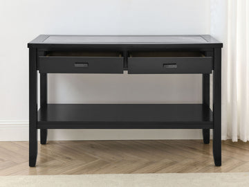 Garvine Sintered Stone Sofa Table Black Black Wood