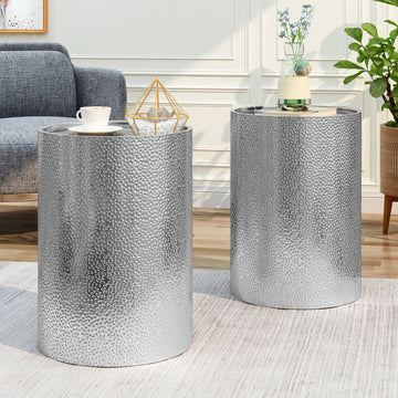 Metal Side Table Silver Iron