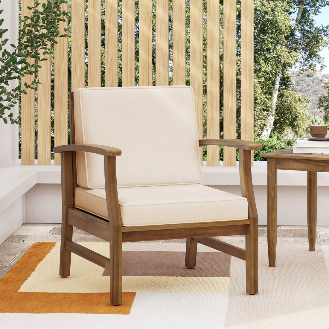 Perla Club Chair Cream Acacia Wood