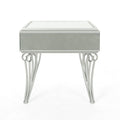 Mirrored Nightstand Silver End Table With 1 Drawer For Bedroom Living Room Silver Mirror