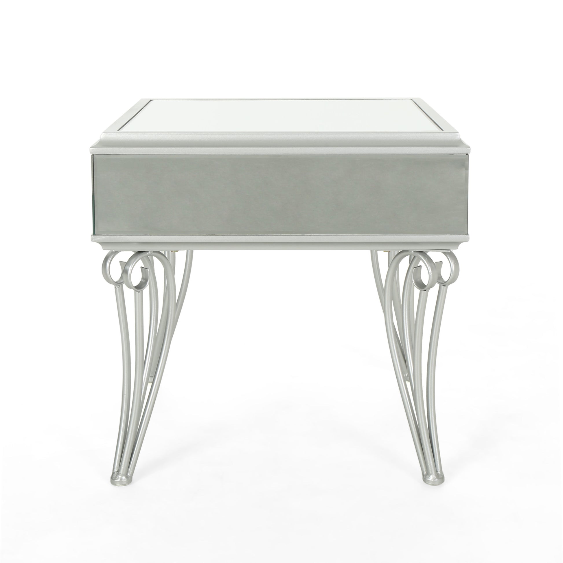 Mirrored Nightstand Silver End Table With 1 Drawer For Bedroom Living Room Silver Mirror