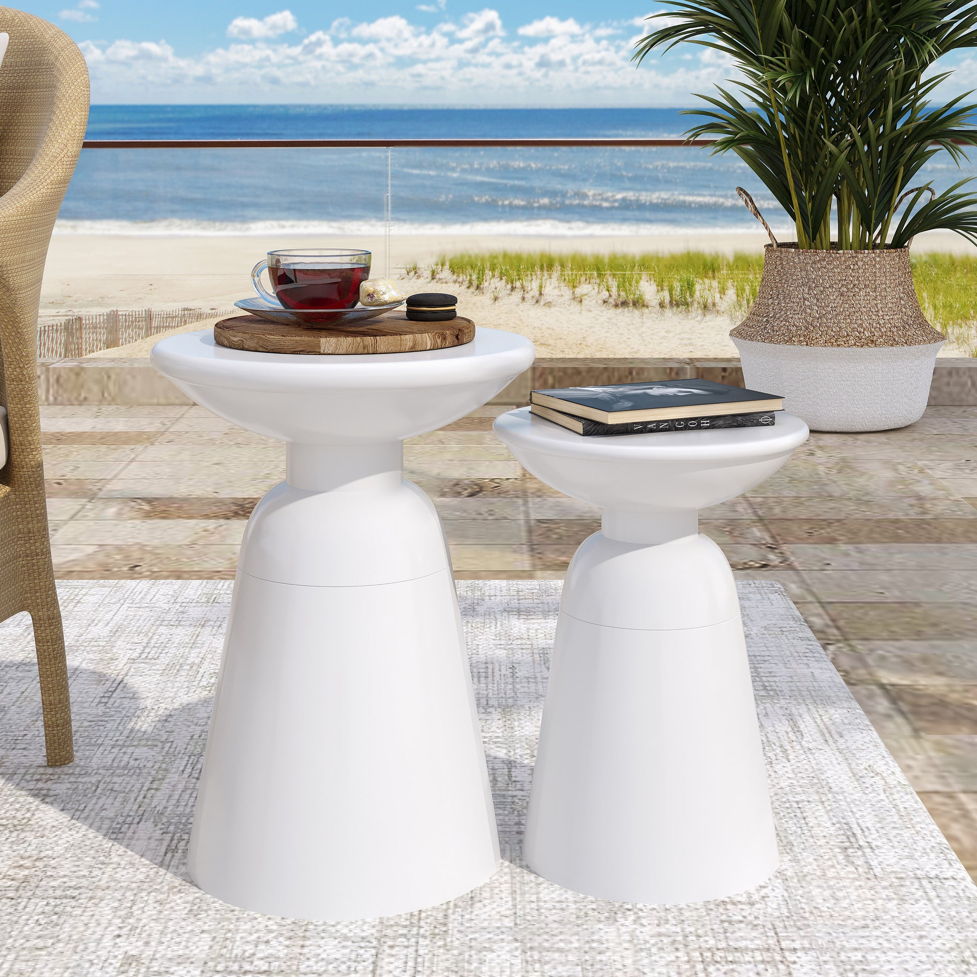 Metal S 2 End Table White Iron