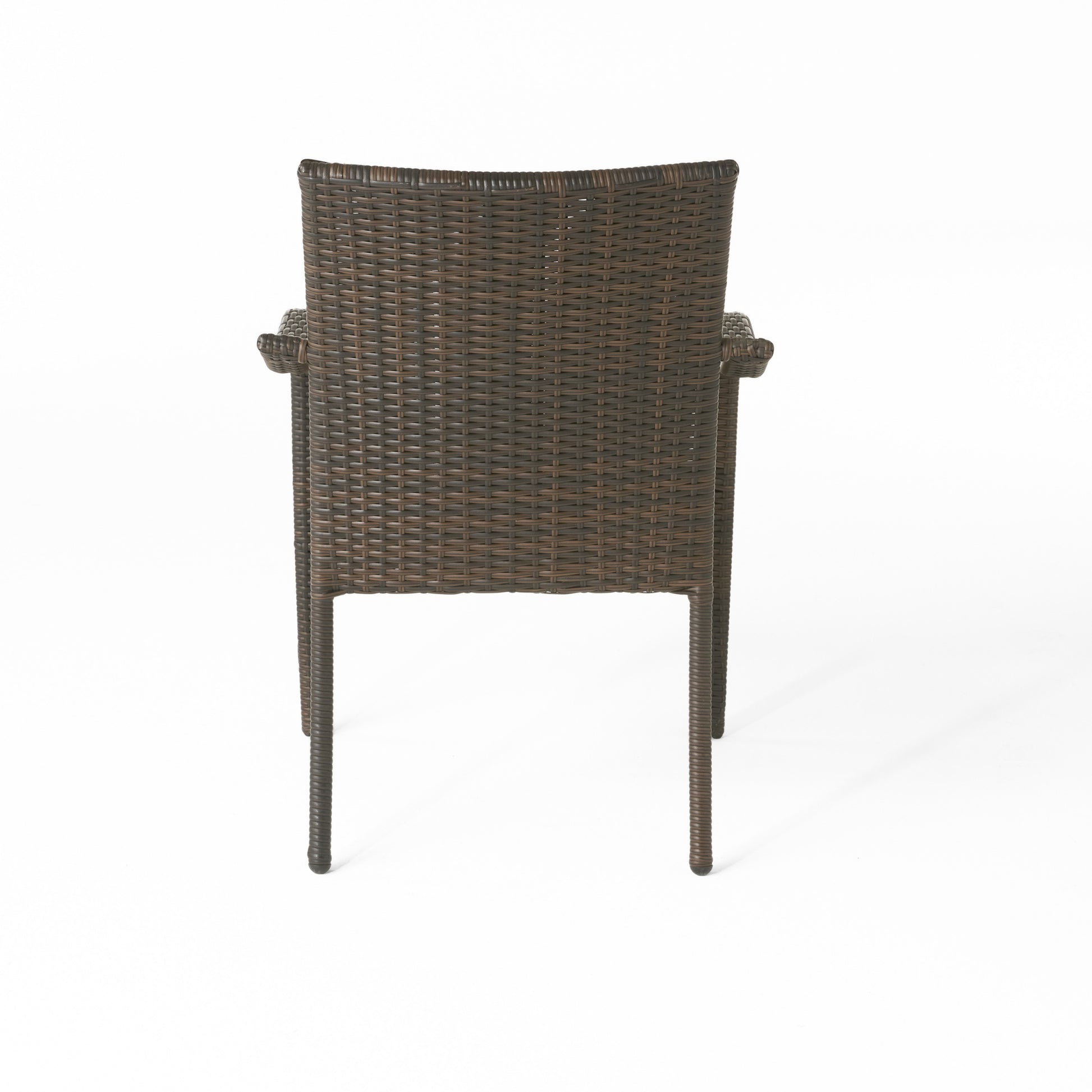 Stacking Chairs 4 Pcs Brown Rattan Metal