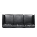 3 Seat Sofa With Wooden Legs, Retro Style For Living Room And Study Black Pu 3 Seat