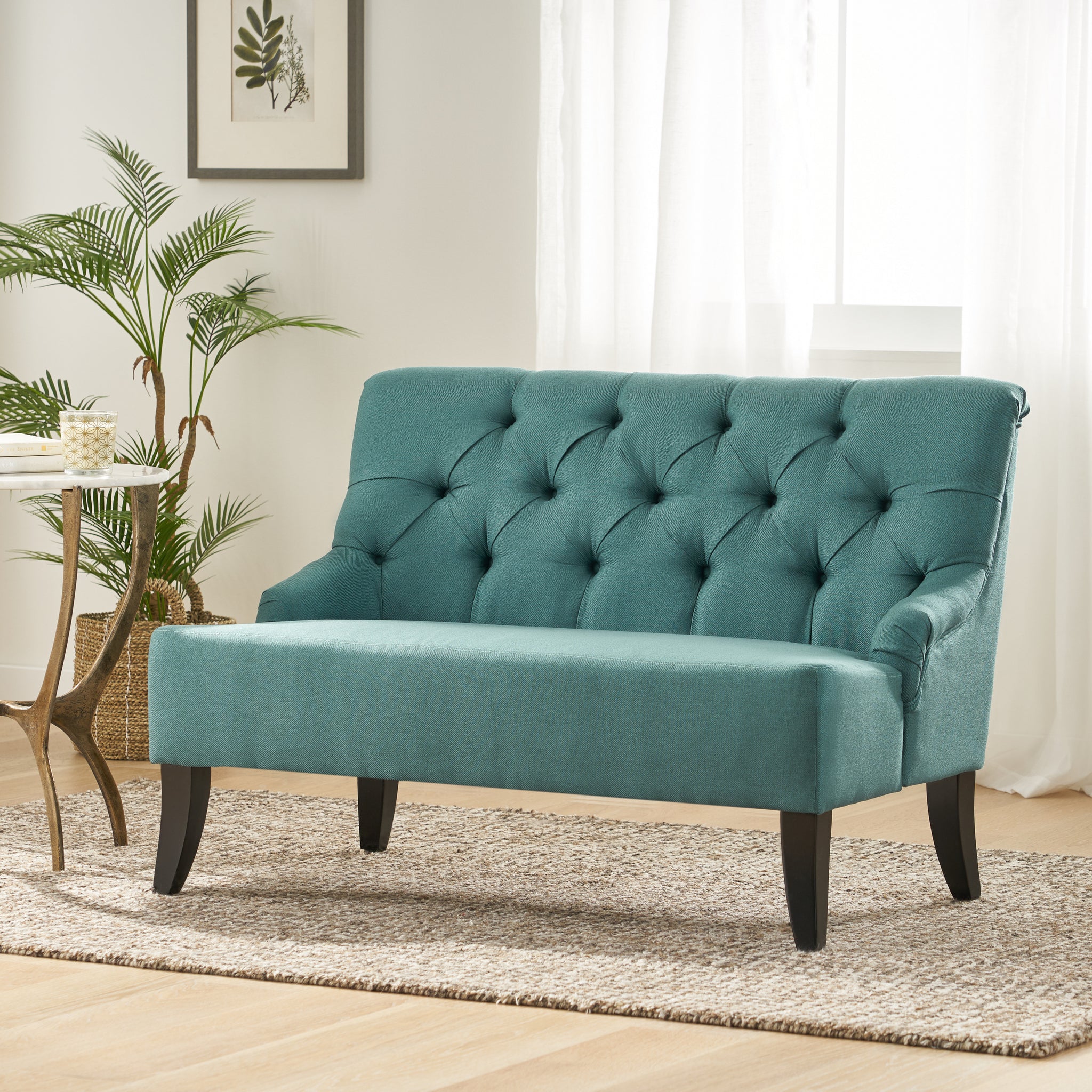 Nicole Kd Settee Teal Fabric