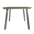 Leeds Dining Table With Faux Wood Top Silver Metal & Wood