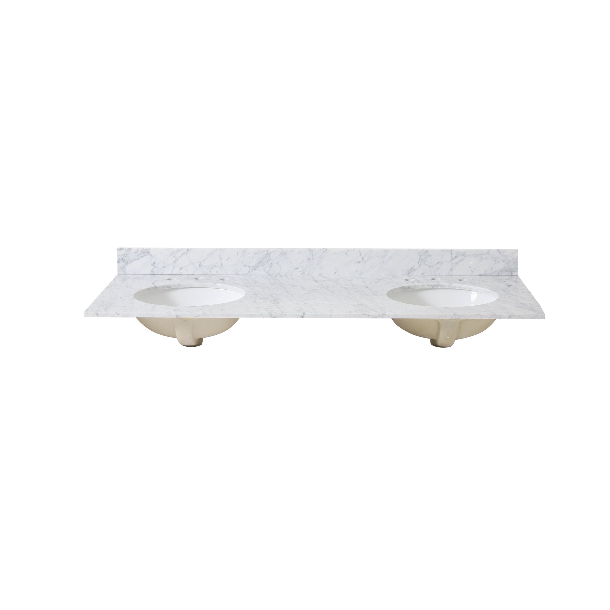 61'' Cararra White Marble Vanity Top&Ceramic Sink White Marble Marble