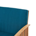 Outdoor Acacia Wood Sofa Set With Water Resistant Cushions, 4 Pcs Set, Brown Patina Teal Blue Teal Blue Acacia Wood