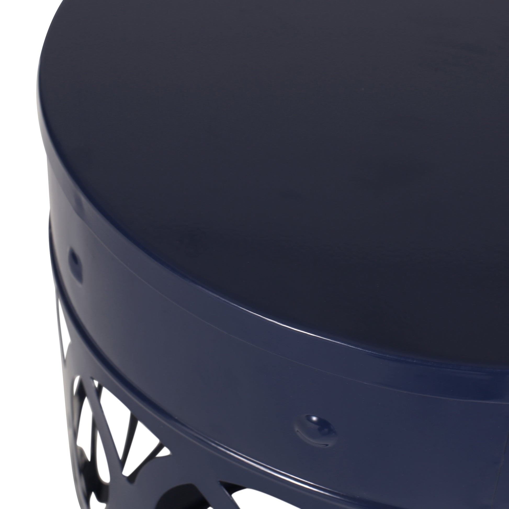 Outdoor Metal End Table Large Navy Blue Iron