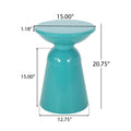 Outdoor Metal End Table Large Teal Iron