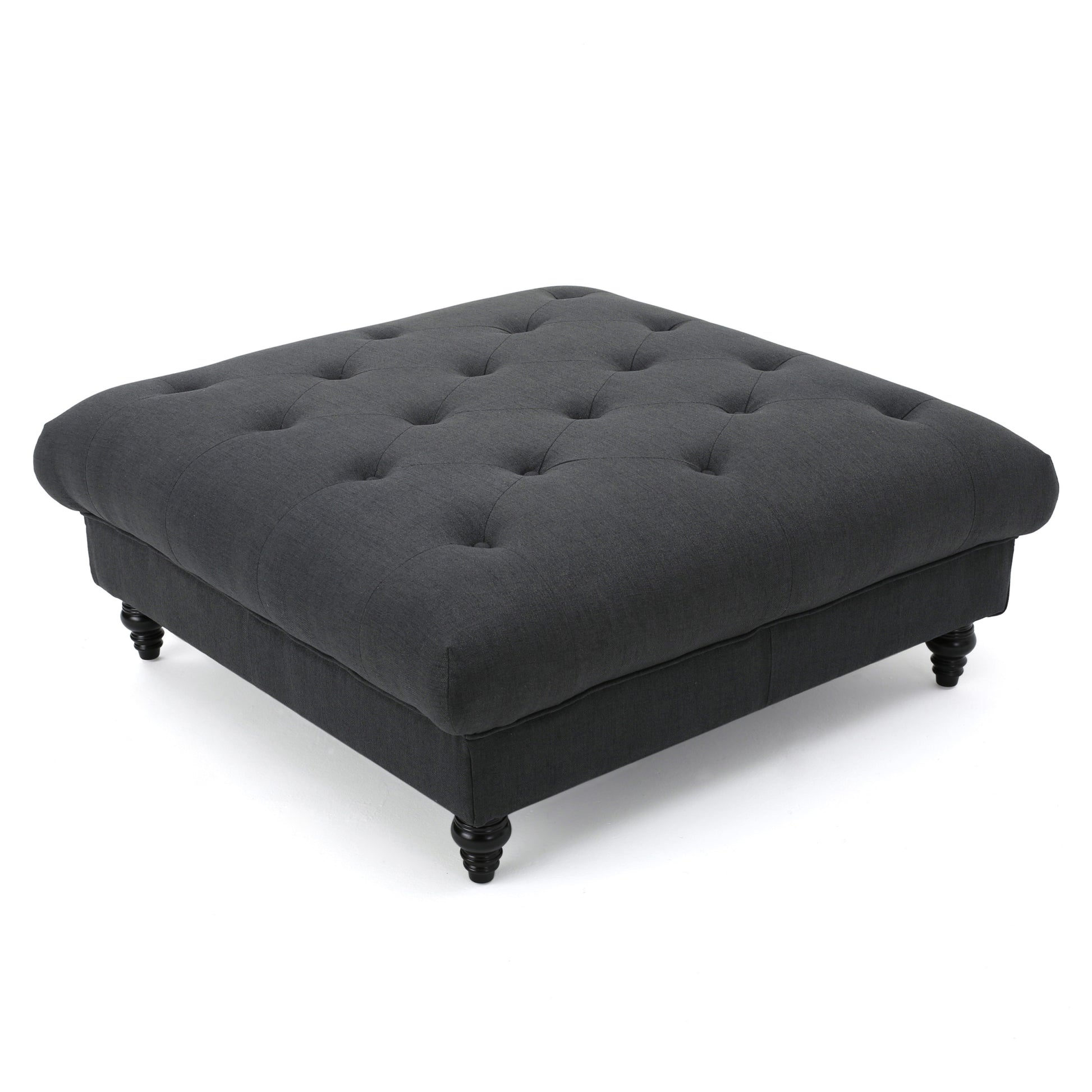 Madrid Kd Tufted Ottoman Dark Gray Fabric