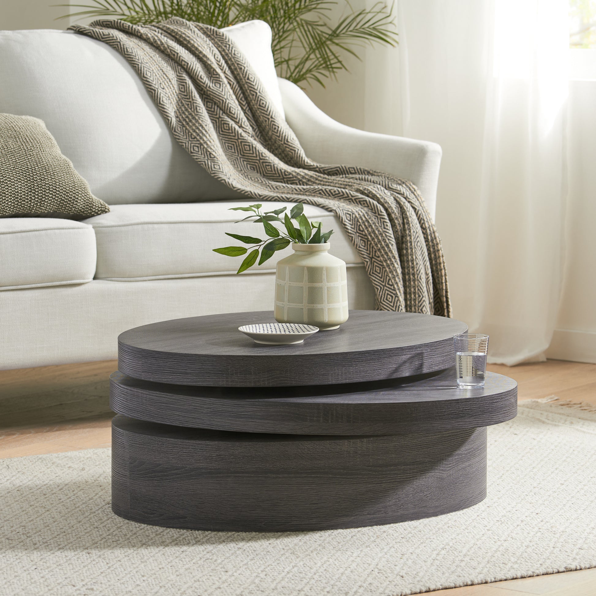 Modernesque Rotating Coffee Table 1 Black Mdf