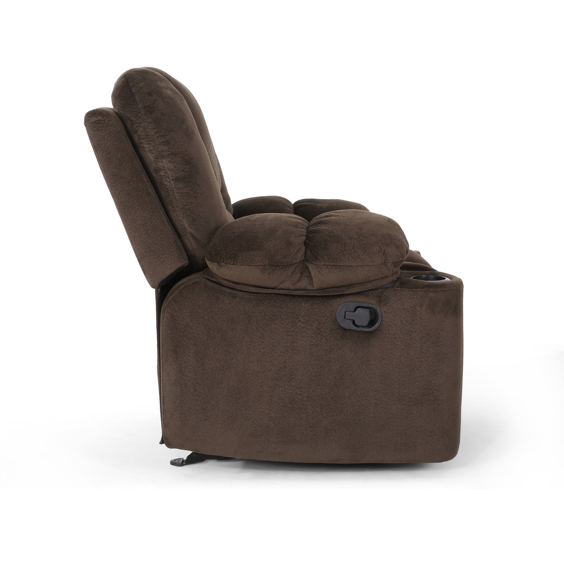 Luxurious Manual Recliner Chair In Chocolate With Skin Friendly Fabric And Dual Cup Holders Chocolate Fabric