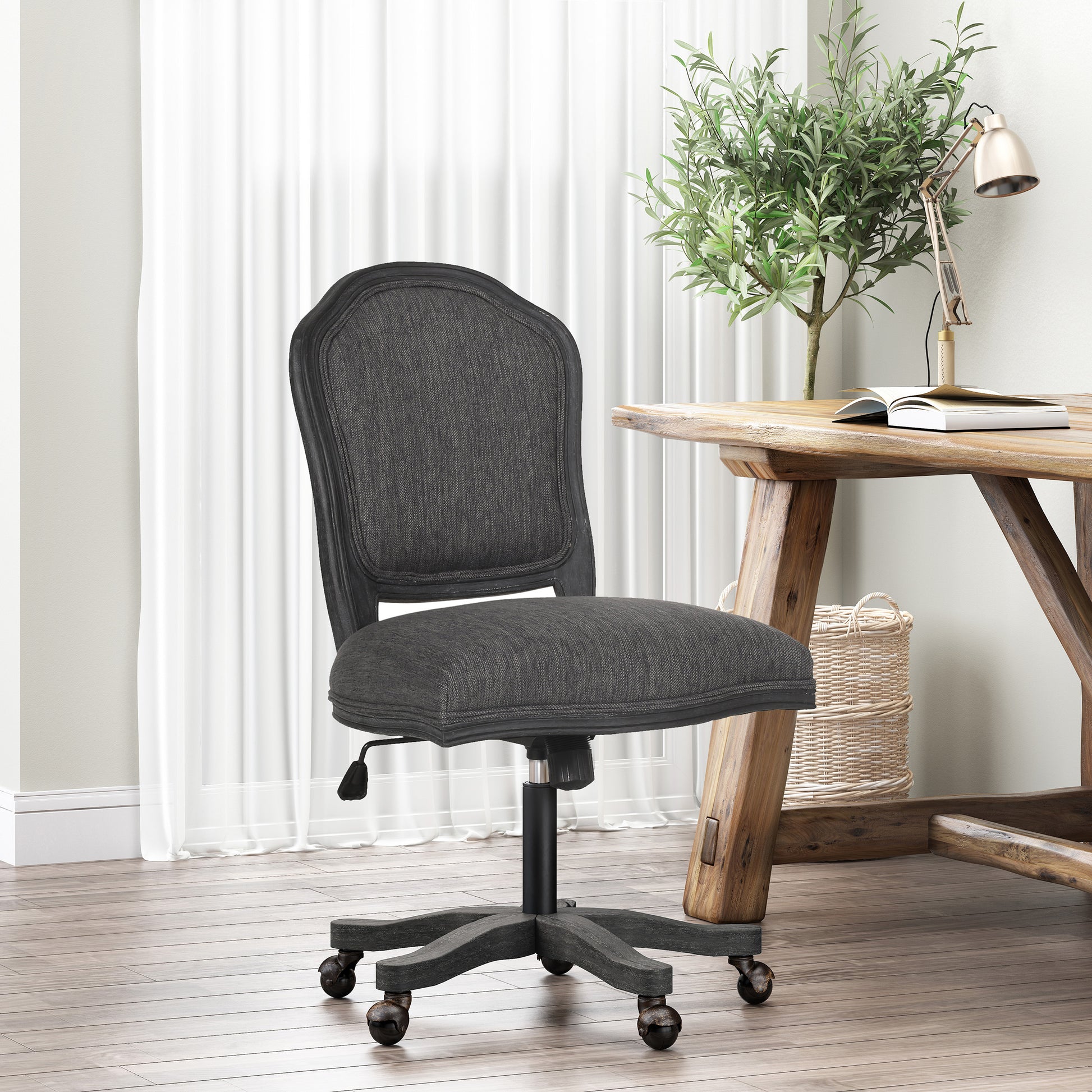 Swivel&Lift Office Chair Grey Fabric