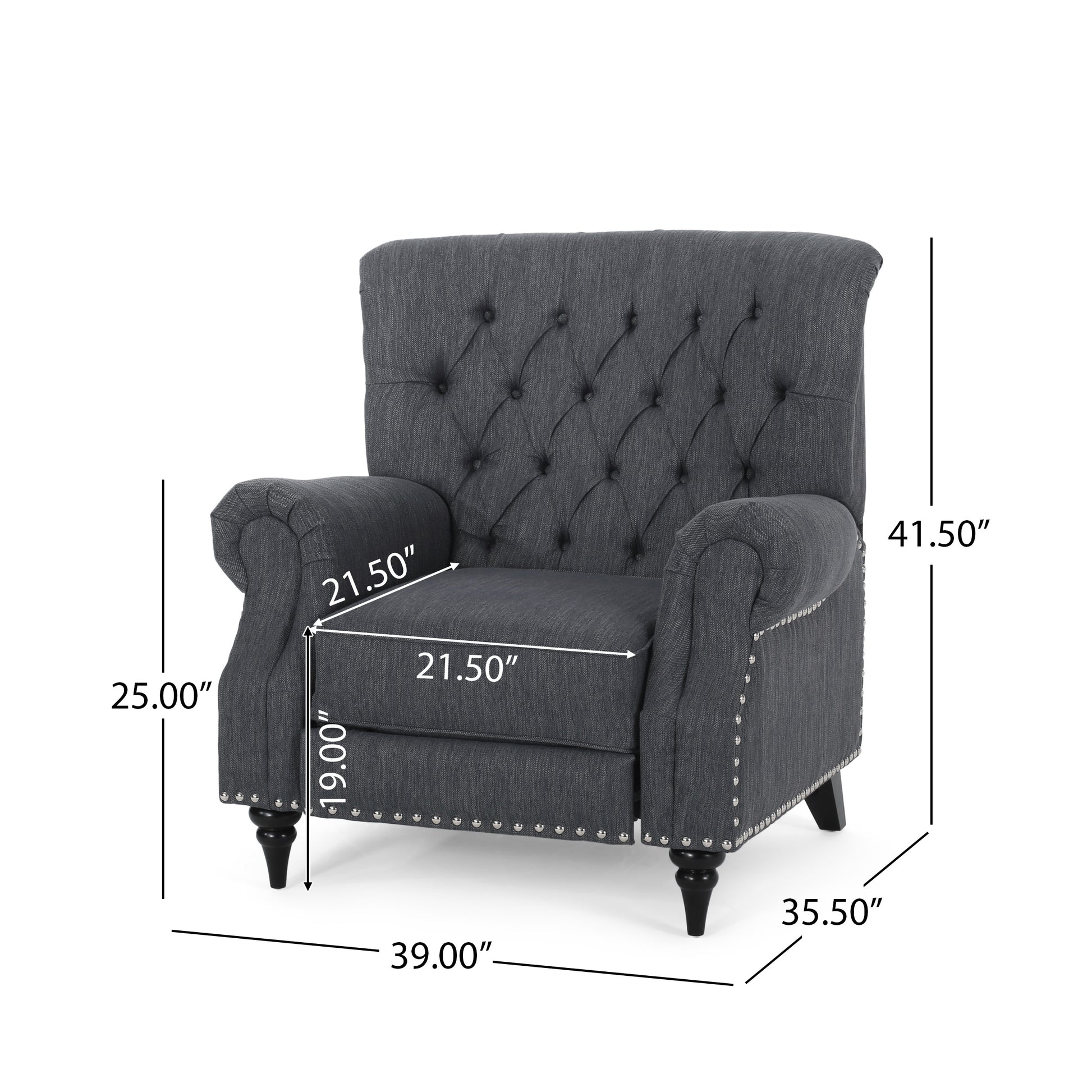 Classic Style Charcoal Fabric Push Back Chair Charcoal Fabric