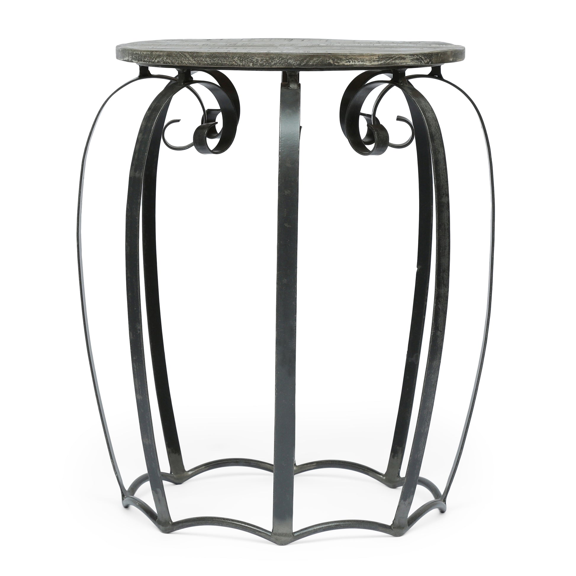 End Table Grey Wood Metal