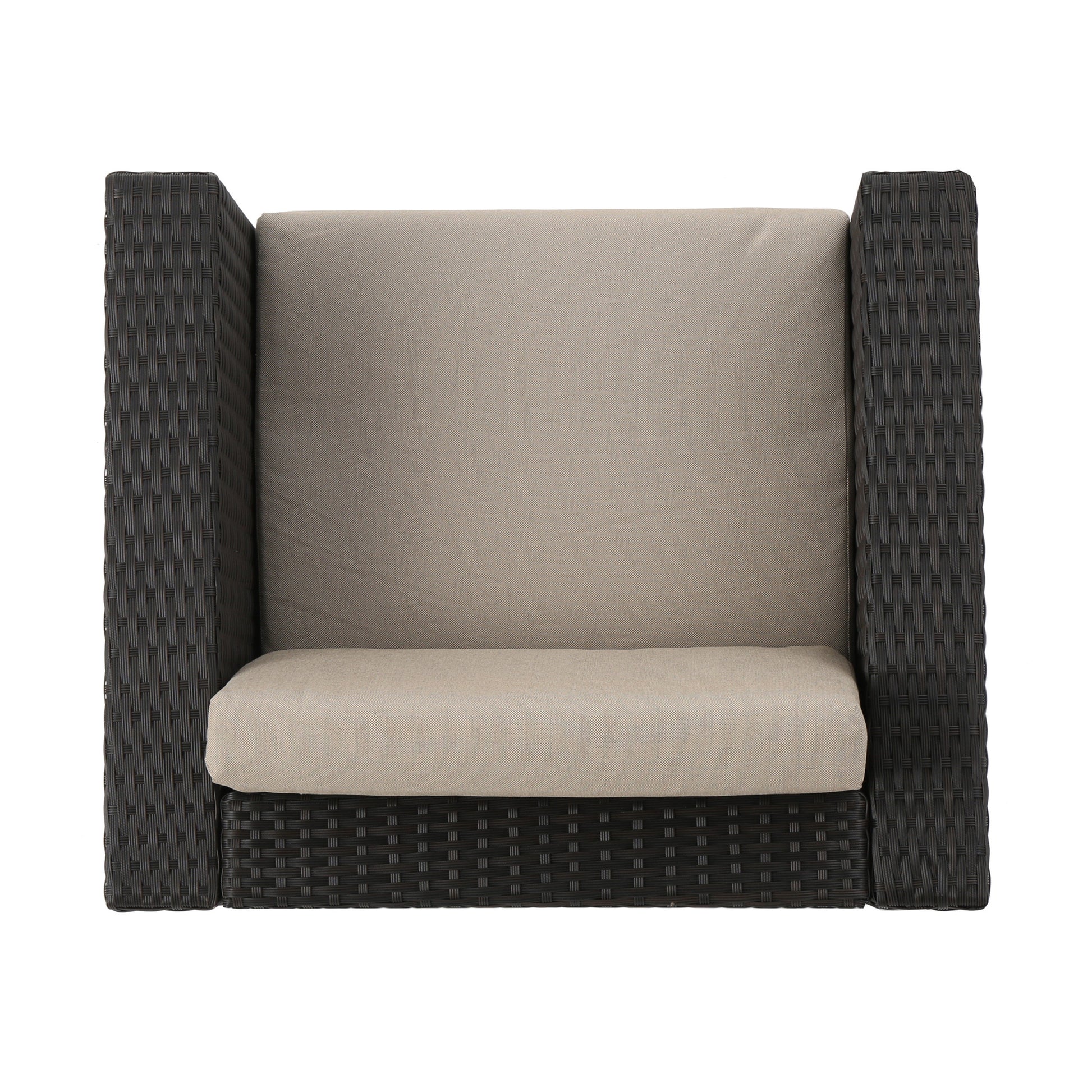 Puerta 4Pc Set Dark Brown Rattan Fabric