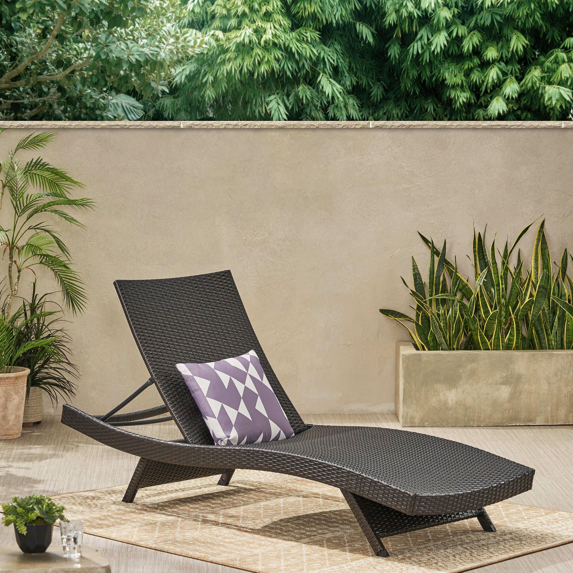 Salem Pe Wicker Chaise Lounge Brown Multi Rattan