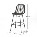 Sawtelle Outdoor Wicker Barstools Set Of 2 Grey Rattan