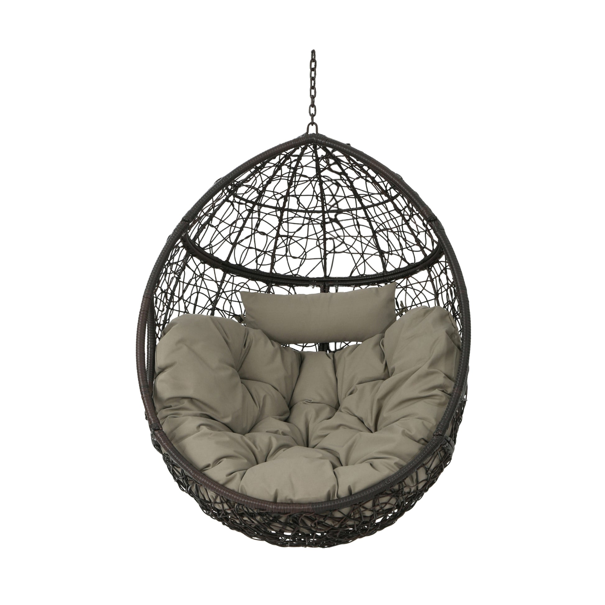 Kylie Hanging Basket Brown Only Basket ,Not Include A Hanging Stand Khaki Brown Rattan Waterproof Fabric Metal