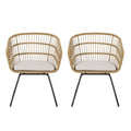 Terry Chair,2Pcs With 2 Cushions Light Brown Rattan