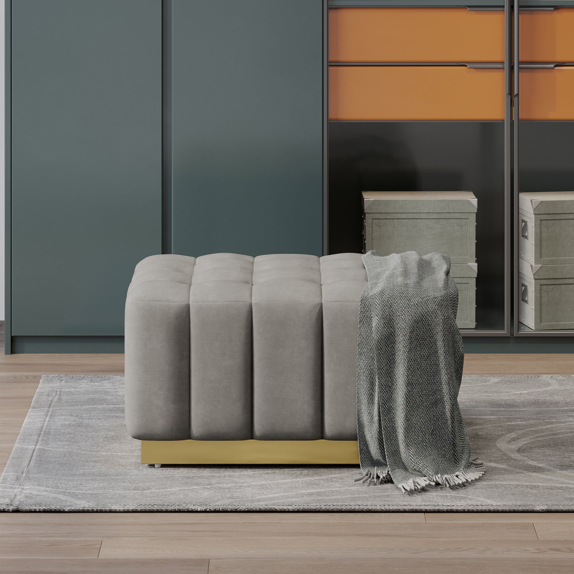Ottoman Grey Velvet