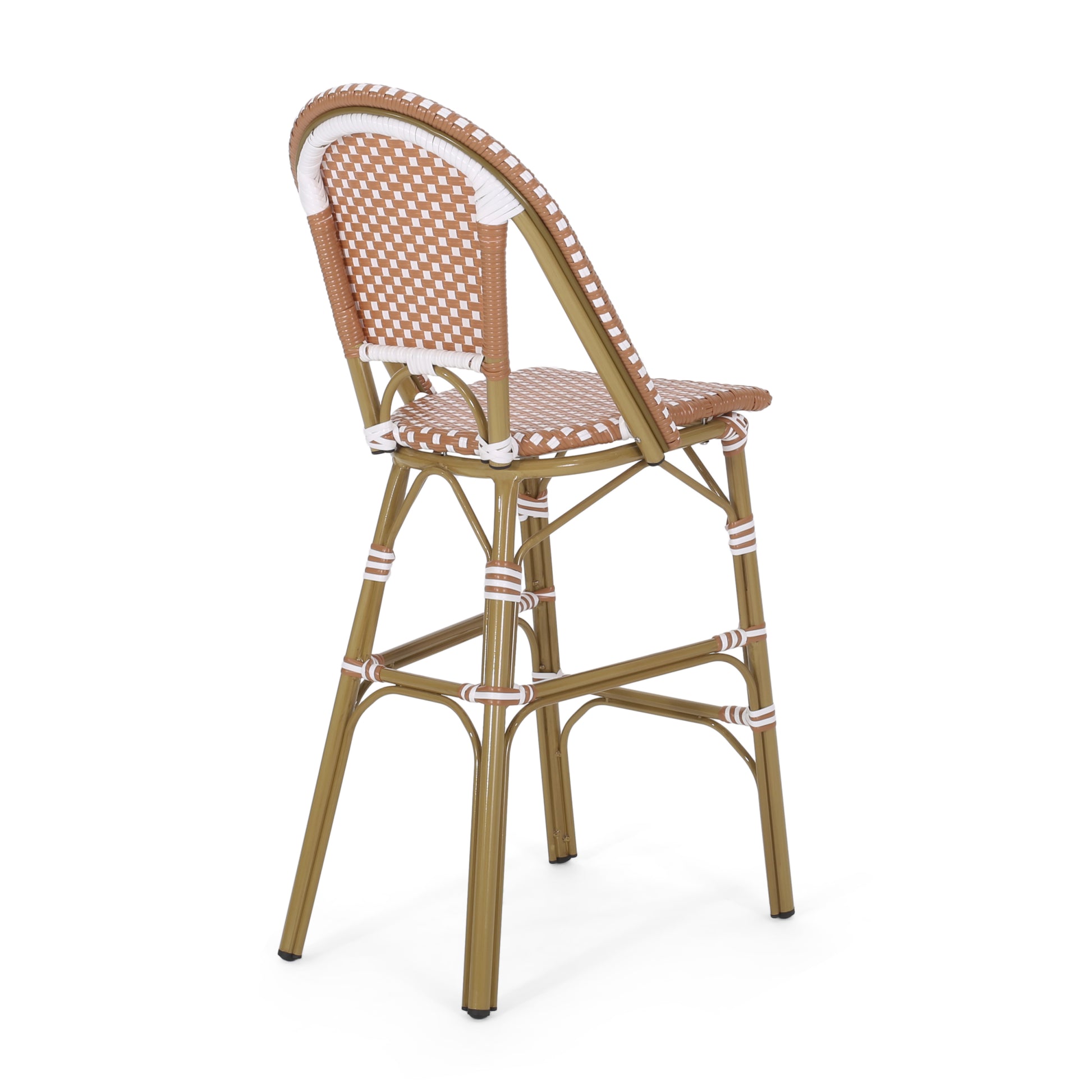 Wicker Bar Stool With Aluminum Frame Set Of 2 Rust Aluminium