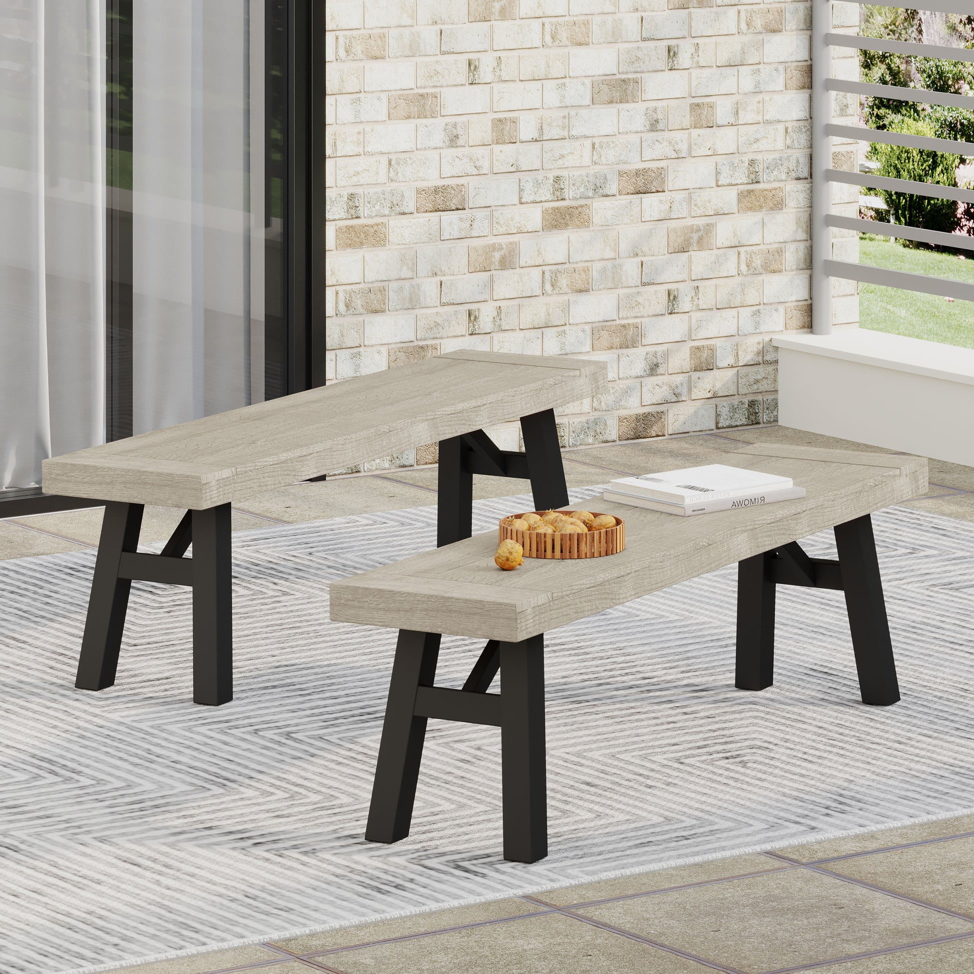 Bettina Dining Set Gray 3 Pcs Grey Acacia Wood