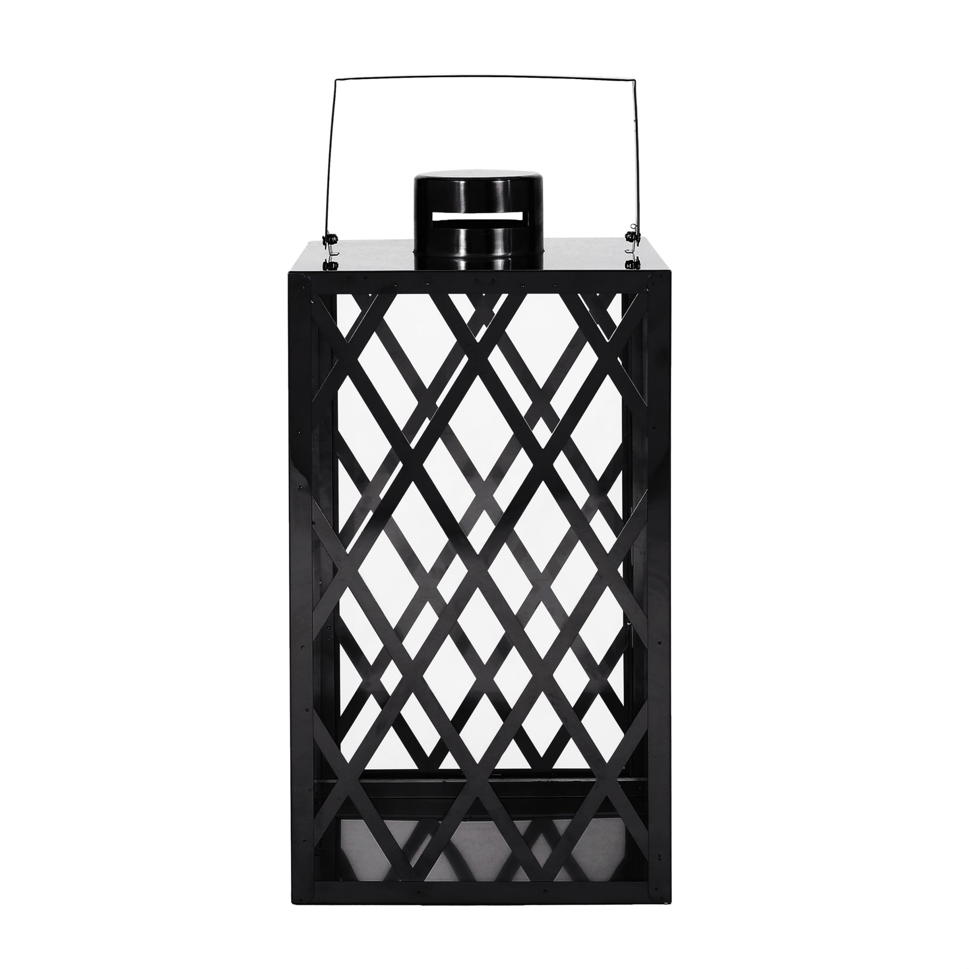 Anton 18"H Stainless Steel Lantern Black Stainless Steel