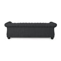 Mirod Comfy 3 Seat Sofa With Wooden Legs, For Living Room And Study Black Fabric 3 Seat