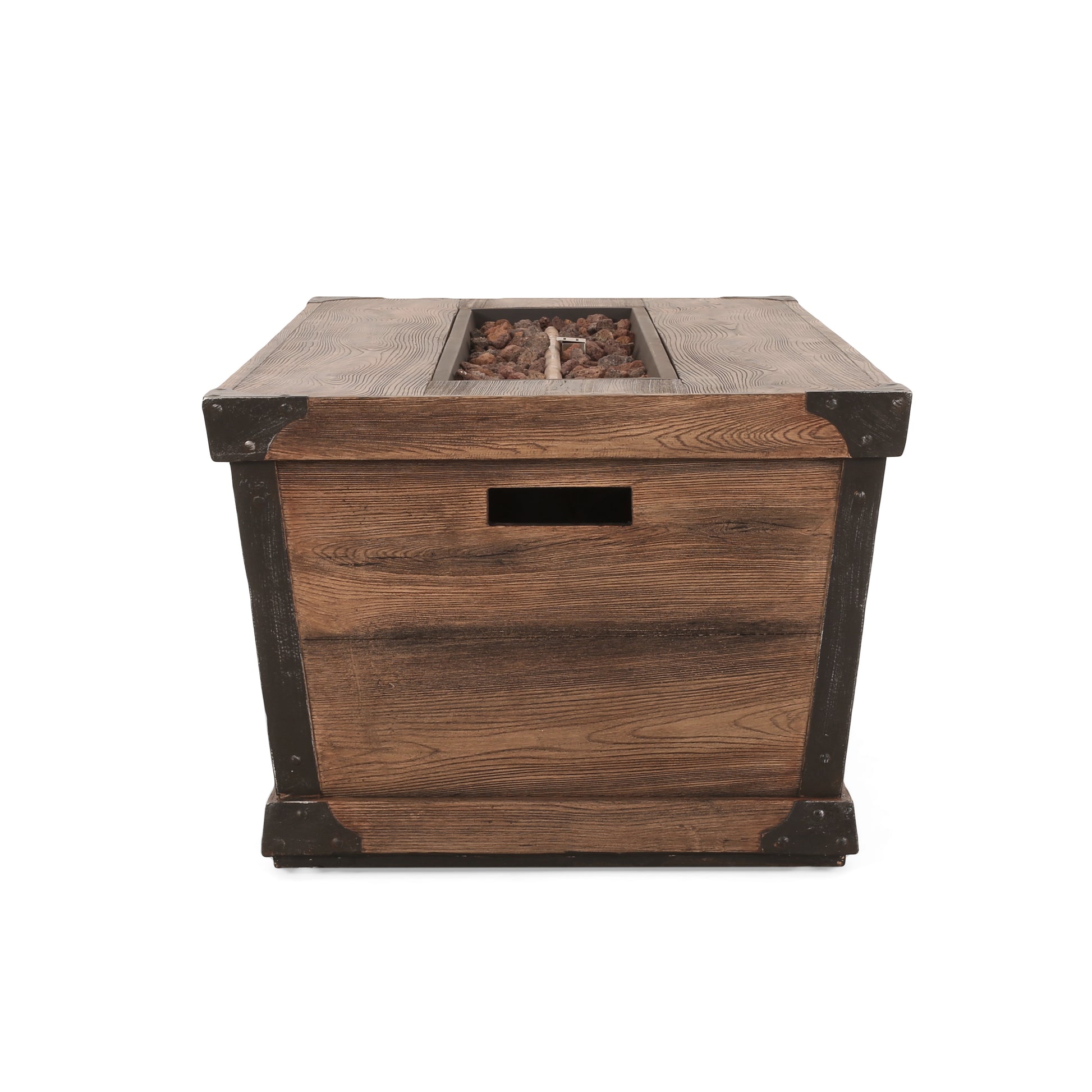 Outdoor Patio Concrete Fire Table, Rectangle Gas Burning 56 Inch Fire Pit 50,000 Btu, Wood Pattern Fire Table, Brown Tank Cover Not Included Brown Garden & Outdoor Magnesium Oxide