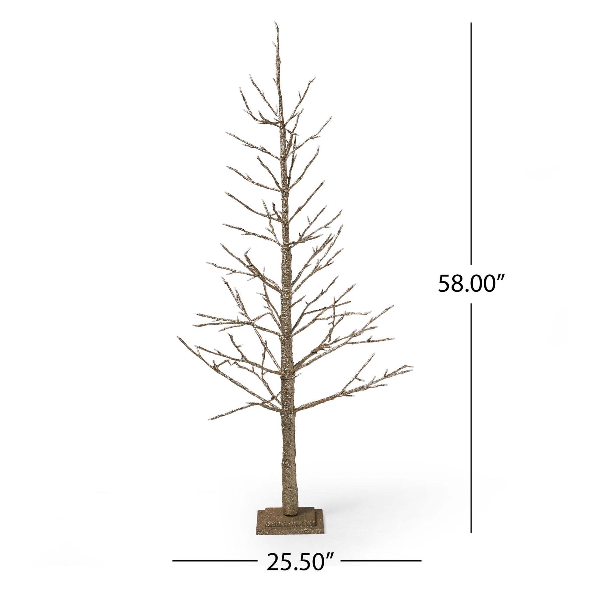 5Ft Paper Led Tree Champagne Iron