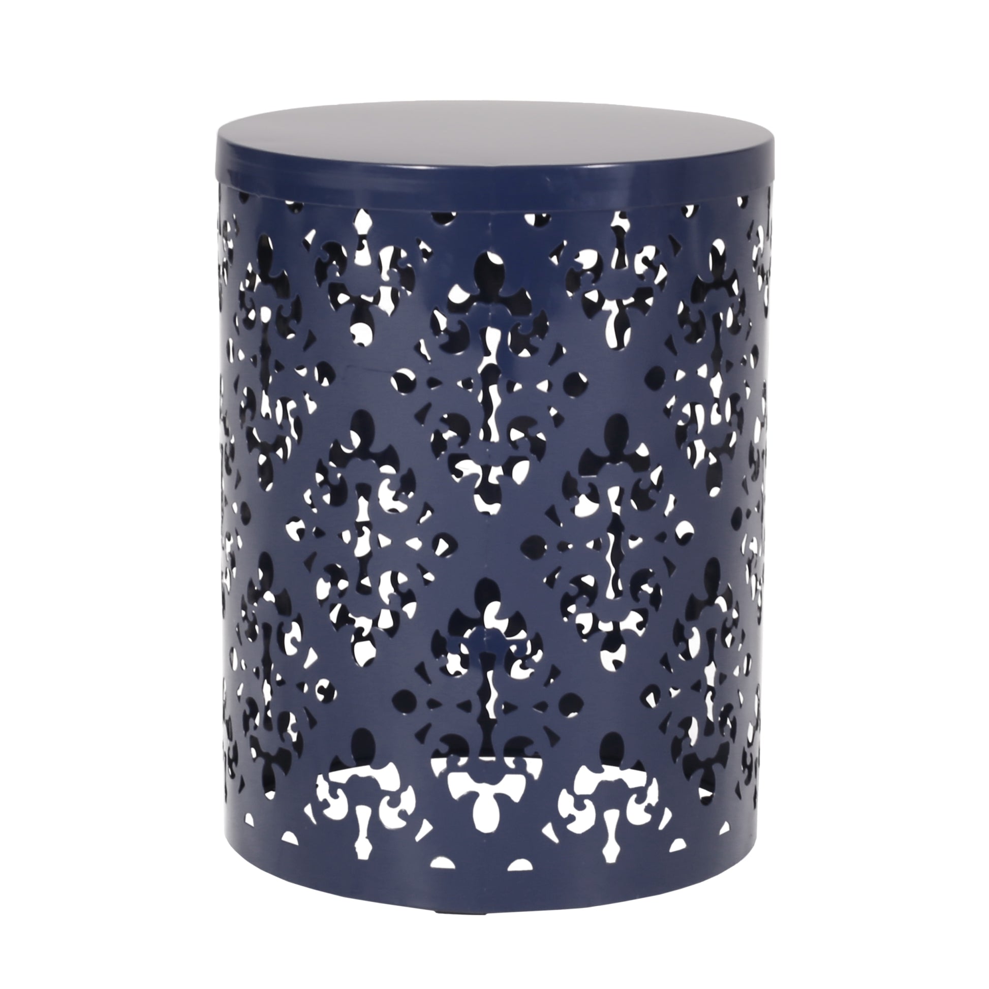 Metal End Table Large Navy Blue Iron