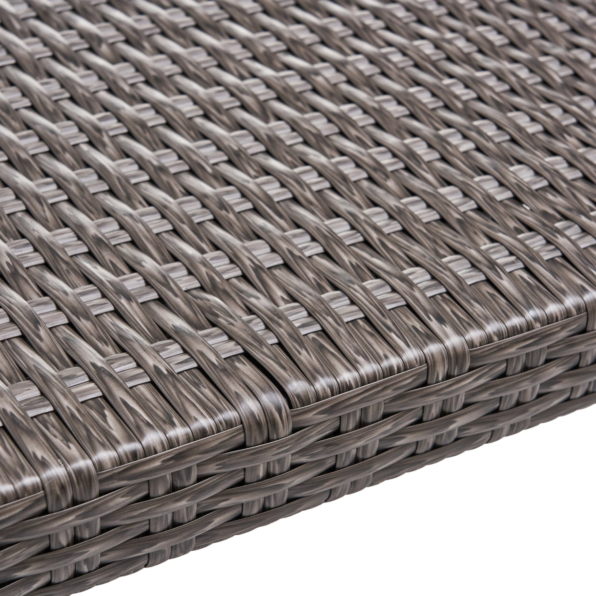 Hampton Wood Wicker Ottoman Grey Metal & Wood