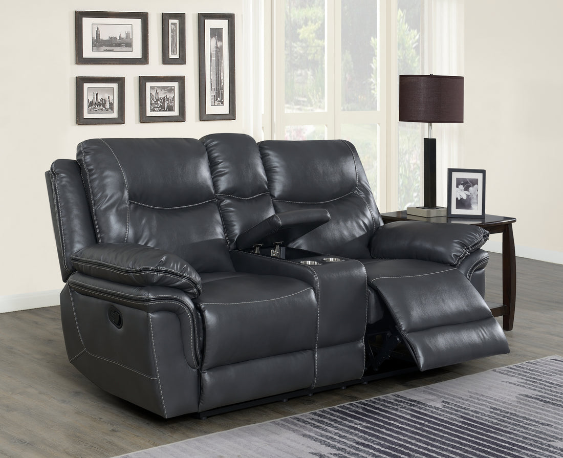 Isabella Recliner Sofa Gray Dark Gray Faux Leather 3 Seat