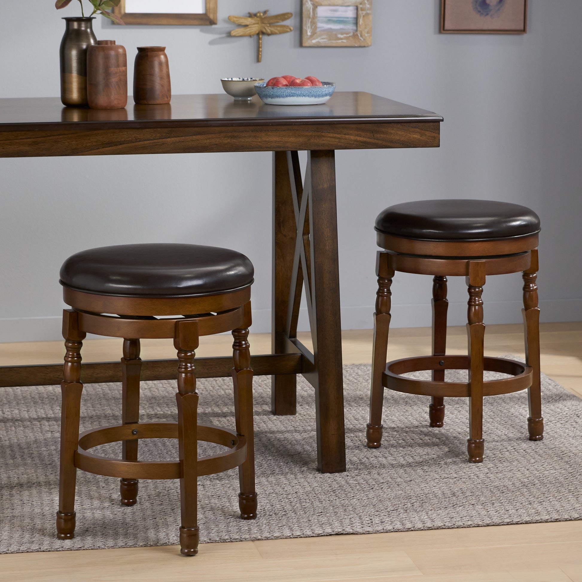 Counter Stool Brown Leather