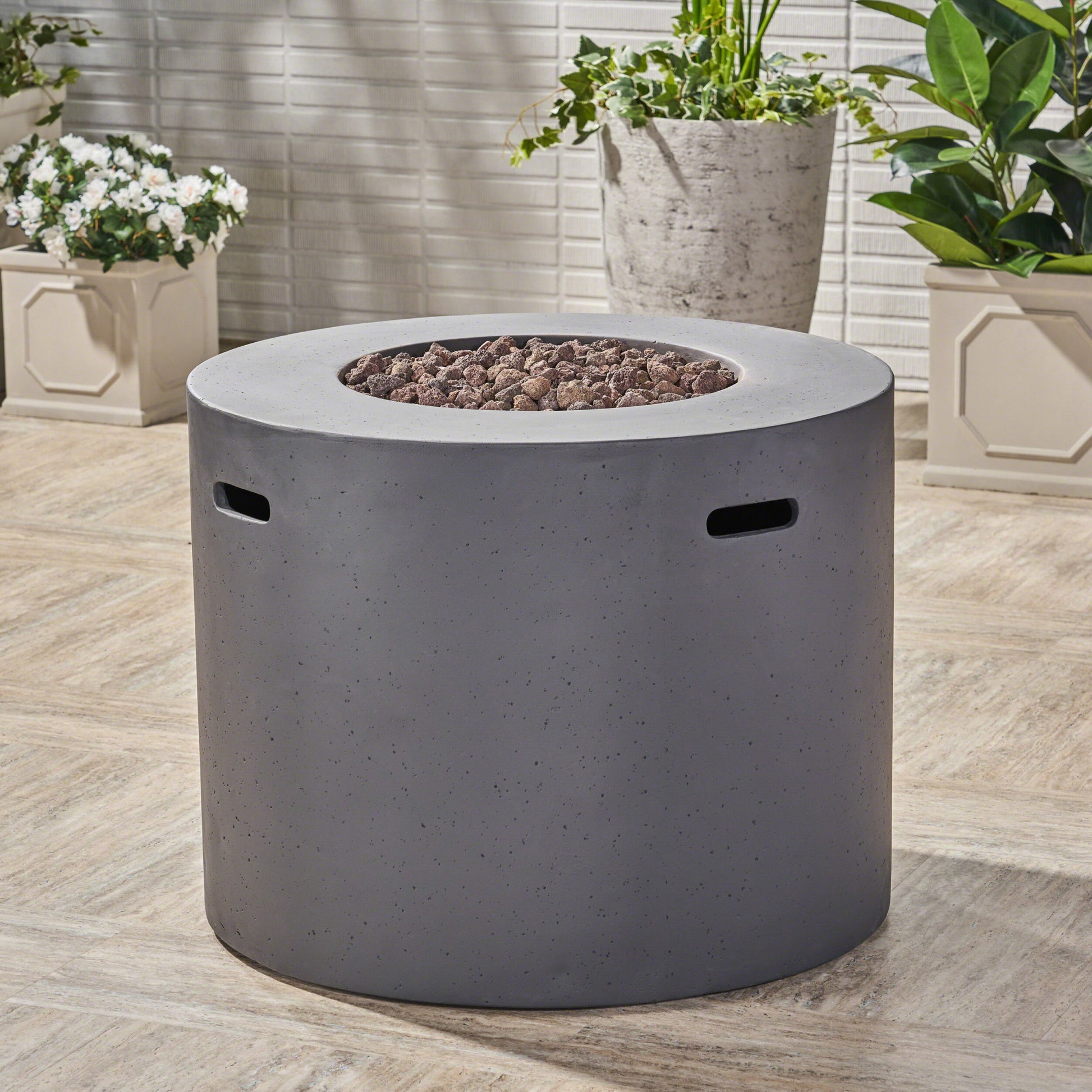 31" Round Mgo Fire Pit 40 000 Btu Dark Grey Magnesium Oxide