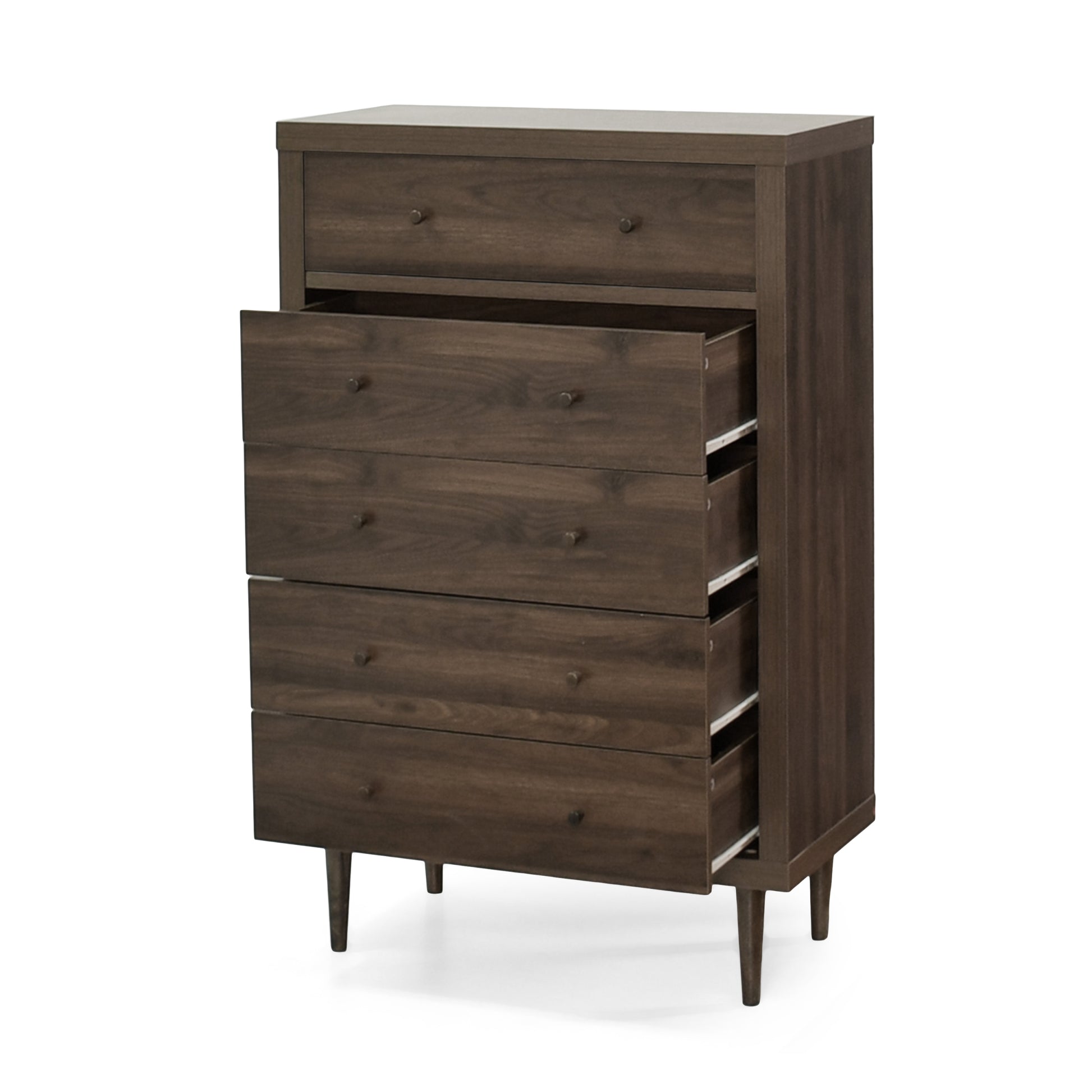 Nordic 5 Drawer Chest Walnut Mdf