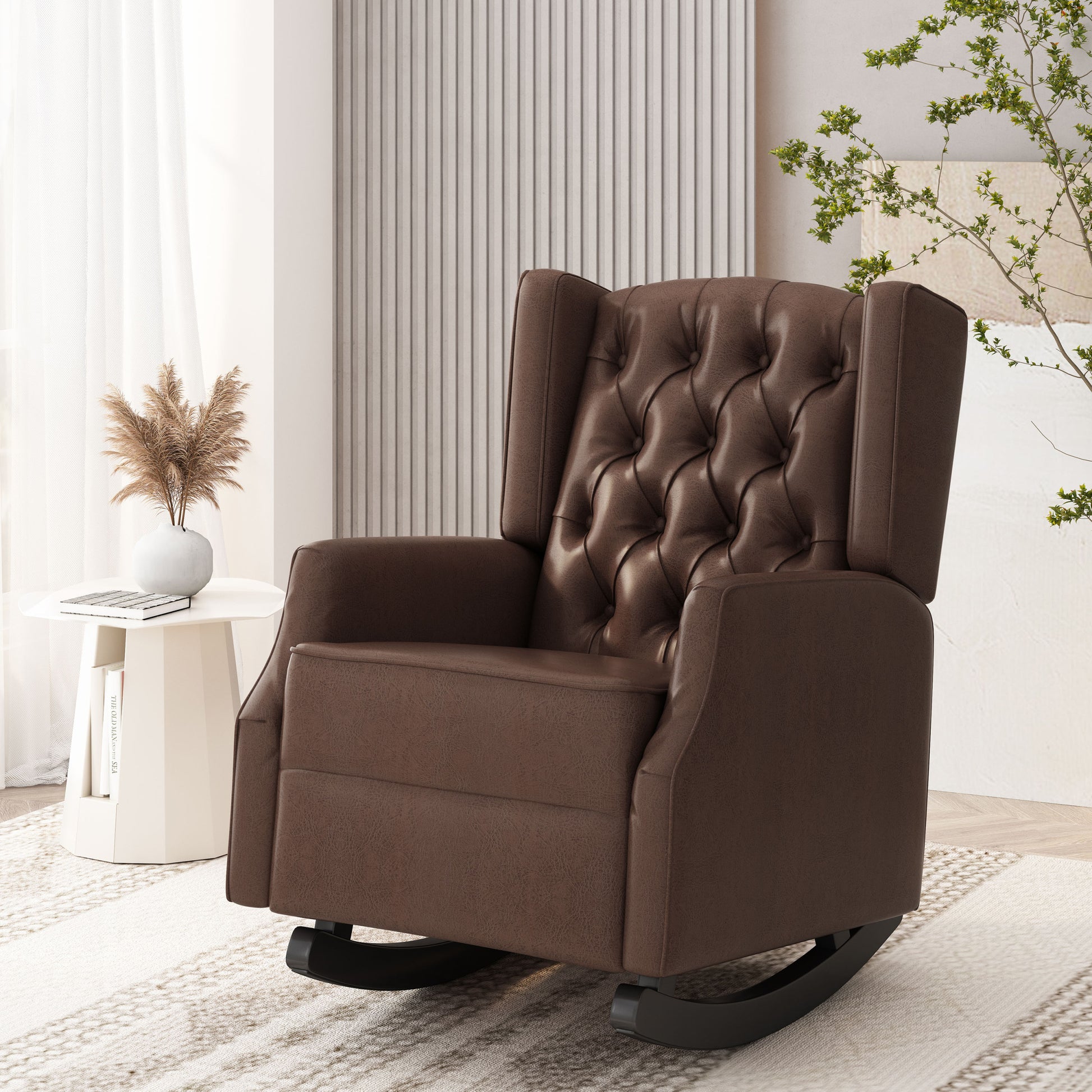 Rocking Chair Dark Brown Pu