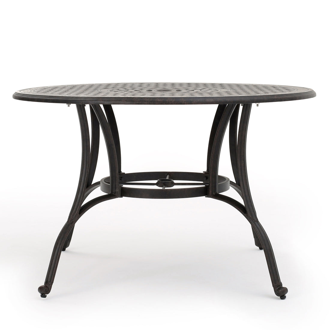 Outdoor Cast Aluminum Circular Dining Table, Bronze Bronze Aluminium