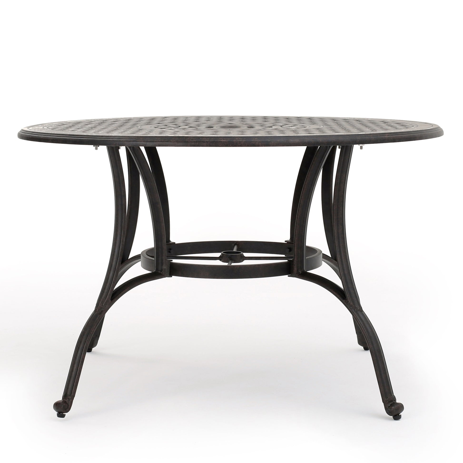 Outdoor Cast Aluminum Circular Dining Table, Bronze Bronze Aluminium