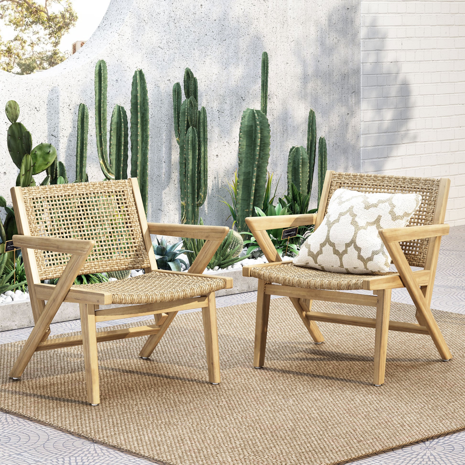 Braxton Chair Set Of 2 Light Brown Wicker