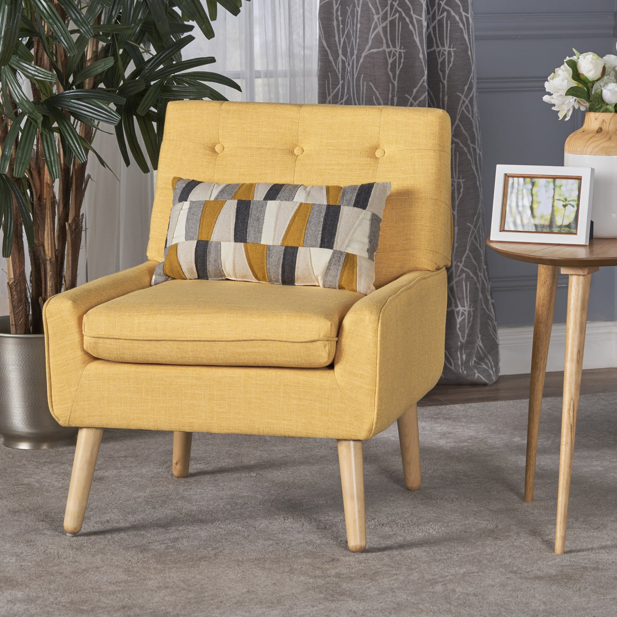 Brooke Retro Chair Kd Yellow Fabric