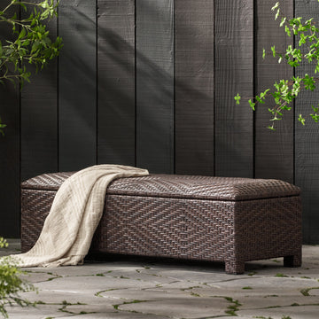 Santiago Pe Wicker Storage Bench Brown Multi Rattan